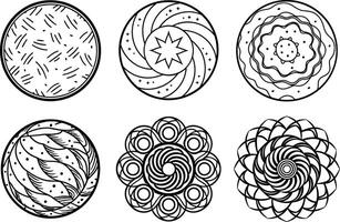 Textured Round Doodle Elements in Abstract Style vector