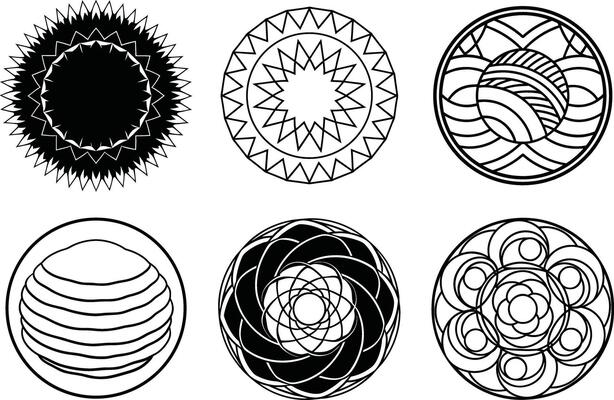 Abstract Round Doodles and White Background Textures