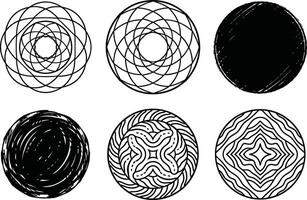 Abstract Circle Texture Pack with Hand Drawn Style vector