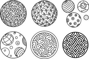 Abstract Hand Drawn Round Marks and Patterns vector