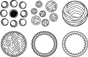 Round Sketch Doodle Elements and Texture Design vector