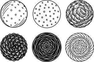 Set of Circular Hand Drawn Textures and Scribbles vector