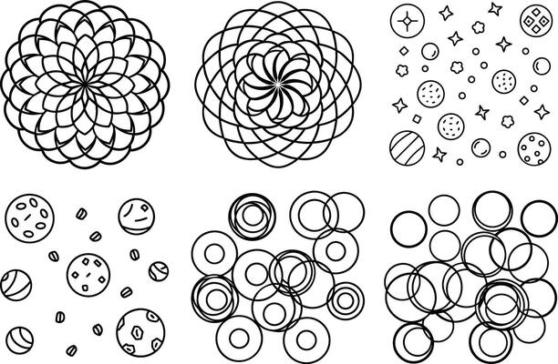 Isolated Hand Drawn Textures and Round Shapes