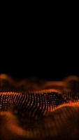 Orange glowing circles particles wave at the bottom on a black abstract background, bokeh effect, vertical composition. Standard speed. Loop animation footage for graphic design. video