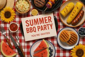 Enjoy a Fun Summer BBQ Party With Delicious Food and Inviting Decorations in a Backyard Setting photo