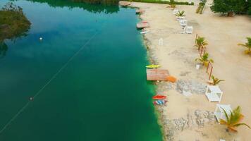 Aerial view of the resort in Cap Cana, a lake with a beach for paddleboarding video