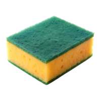 A highresolution closeup photograph of a new rectangular cellulose sponge for dishwashing isolated on white or transparent background png