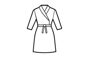 A Elegant outline drawing of a classic wrap robe. vector