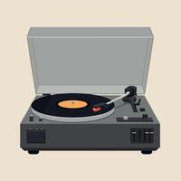 Vintage Record Player with Open Lid in Minimalist Design, Capturing Nostalgic Vibes in Art vector