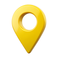Bright Yellow 3D Location Marker Icon Design Element for Maps Navigation Applications and Websites isolated on white or transparent background png