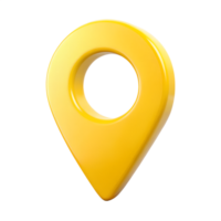 Bright Yellow 3D Location Marker Icon Design Element for Maps Navigation and GPS Applications isolated on white or transparent background png