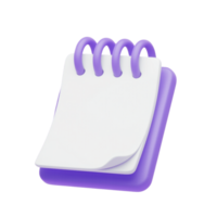 A stylized 3D rendering of a small notepad with spiral binding. png
