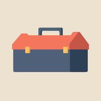 Simple red and blue toolbox with handle in flat minimal art vector
