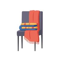 Cozy Grey Chair with Bright Blankets in Minimalist Style Illustration vector
