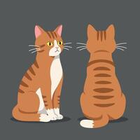 Two playful orange tabby cats in flat design style showcasing their distinct features in a cozy indoor setting art vector