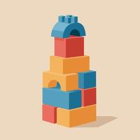 Colorful building blocks stacked in a playful arrangement, showcasing a minimal design style, perfect for childrens learning and creativity, illustration vector