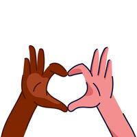 Diverse Hands Forming Heart Symbol illustration.Two diverse hands forming a heart shape symbolizing love, unity, and acceptance,social campaigns, diversity projects, posters. illustration vector