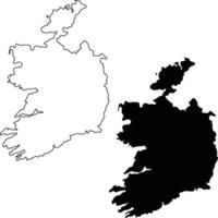 Ireland Map Silhouette Flat and Outline Design vector