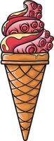 Ice Cream illustration with red surealist tentacles style - for template, elements design, logo vector