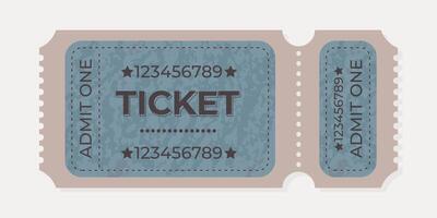 Ticket design featuring blue and beige colors with perforated edges and unique numbers vector