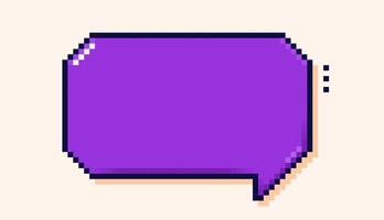Purple color speech bubble drawn in pixel art 8 bit style. vector