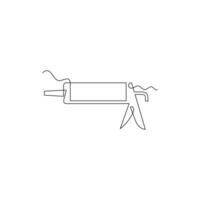one line art Silicone Caulk Gun Tool illustration. line art, one continuous line, simple, hand drawn and sketch style. for icons, symbols, signs or logos vector