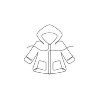 one line art Raincoat illustration. line art, one continuous line, simple, hand drawn and sketch style. for icons, symbols, signs or logos vector