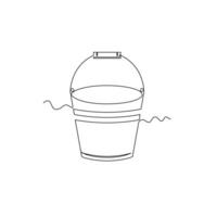 one line art Steel Bucket illustration. line art, one continuous line, simple, hand drawn and sketch style. for icons, symbols, signs or logos vector