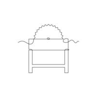 one line art Table Saw Tool illustration. line art, one continuous line, simple, hand drawn and sketch style. for icons, symbols, signs or logos vector