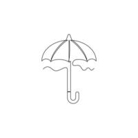 one line art Umbrella illustration. line art, one continuous line, simple, hand drawn and sketch style. for icons, symbols, signs or logos vector