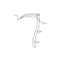 one line art Scythe Tool illustration. line art, one continuous line, simple, hand drawn and sketch style. for icons, symbols, signs or logos vector