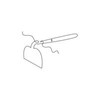 one line art Garden Hoe Tool illustration. line art, one continuous line, simple, hand drawn and sketch style. for icons, symbols, signs or logos vector
