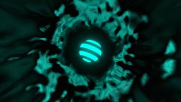 Turquoise Fantasy Portal with A Glowing Spherical Artifact Background VJ Loop in 4K video