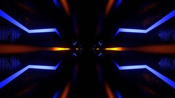 Orange and Blue Cyber Tunnel with Flowing Zigzag Light Background VJ Loop in 4K video