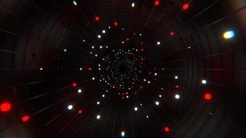 Red and White Elegant Abstract Corridor with Flashing Light Bulbs Background VJ Loop in 4K video