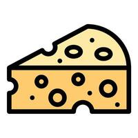 Cheese icon flat line style illustration representing dairy and gourmet food, suitable for culinary, grocery, and recipe-related projects vector