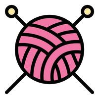 Knitting icon flat line style illustration representing handmade textile creation and yarn crafts, suitable for DIY, fashion, and crafting-related projects vector
