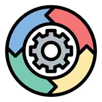 Work in progress management icon flat line style illustration representing ongoing tasks and project tracking, suitable for productivity, business, and workflow-related projects vector