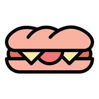 Sandwich icon flat line style illustration representing quick meals and snacks, suitable for cafe, deli, and food delivery projects vector