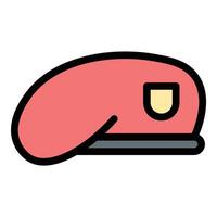 Military beret icon flat line style illustration representing armed forces and rank, suitable for military, tactical, and defense-related projects vector