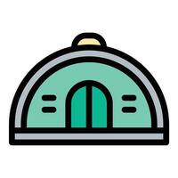 Bunker icon flat line style illustration representing shelter and defense, suitable for military, survival, and strategy-related projects vector