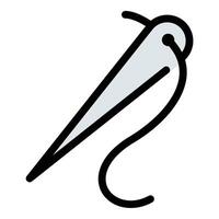 Needle icon flat line style illustration representing sewing and stitching tools, suitable for tailoring, embroidery, and textile-related projects vector