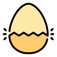 Egg crack work in progress icon flat line style illustration representing development and growth, suitable for creative, construction, and project planning-related projects vector