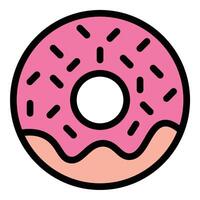Donut icon flat line style illustration representing sweet snacks and desserts, suitable for bakery, cafe, and food-related projects vector
