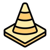 Traffic cone icon flat line style illustration representing safety and road work, suitable for construction, transportation, and traffic management projects vector