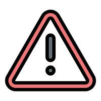 Warning sign icon flat line style illustration representing caution and hazard alerts, suitable for safety, construction, and emergency-related projects vector