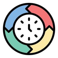 Time management icon flat line style illustration representing productivity and scheduling, suitable for business, planning, and personal development projects vector