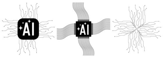 Set about artificial intelligence, set of illustrations vector