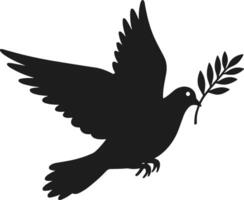 Graceful Dove Silhouette with Olive Branch for Peace Concepts vector