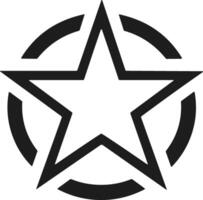 Outlined Star Emblem - Bold Silhouette with Circular Design Elements vector